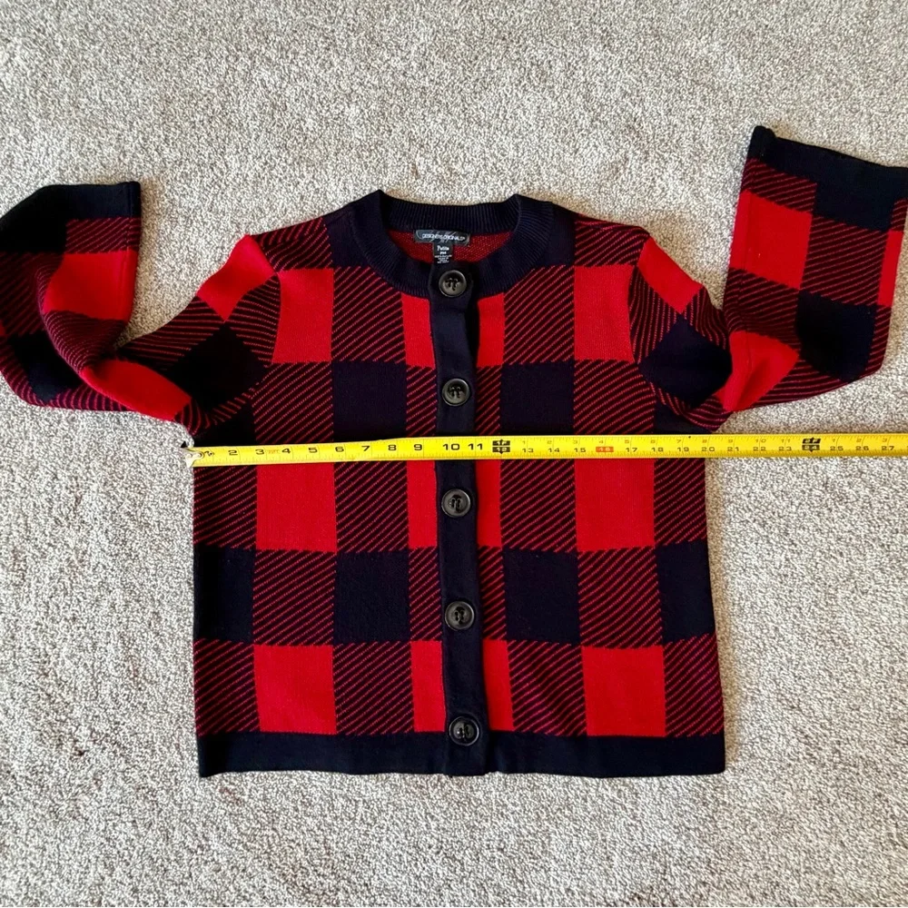 Red and Black Checkered Cardigan Sweater Sz PM